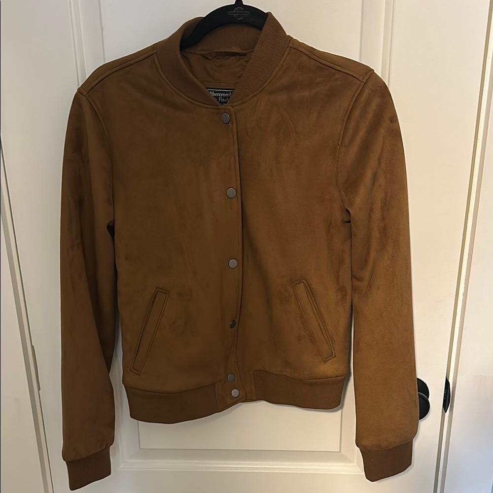 Abercrombie & Fitch Brown Vegan Suede Bomber Jacket